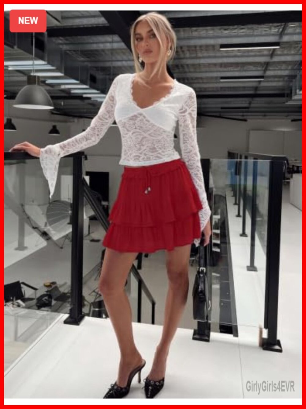 LOMON Flowy Skorts for Women Boho Ruffled High Waist Mini Tiered Skirt - Picture 2 of 6
